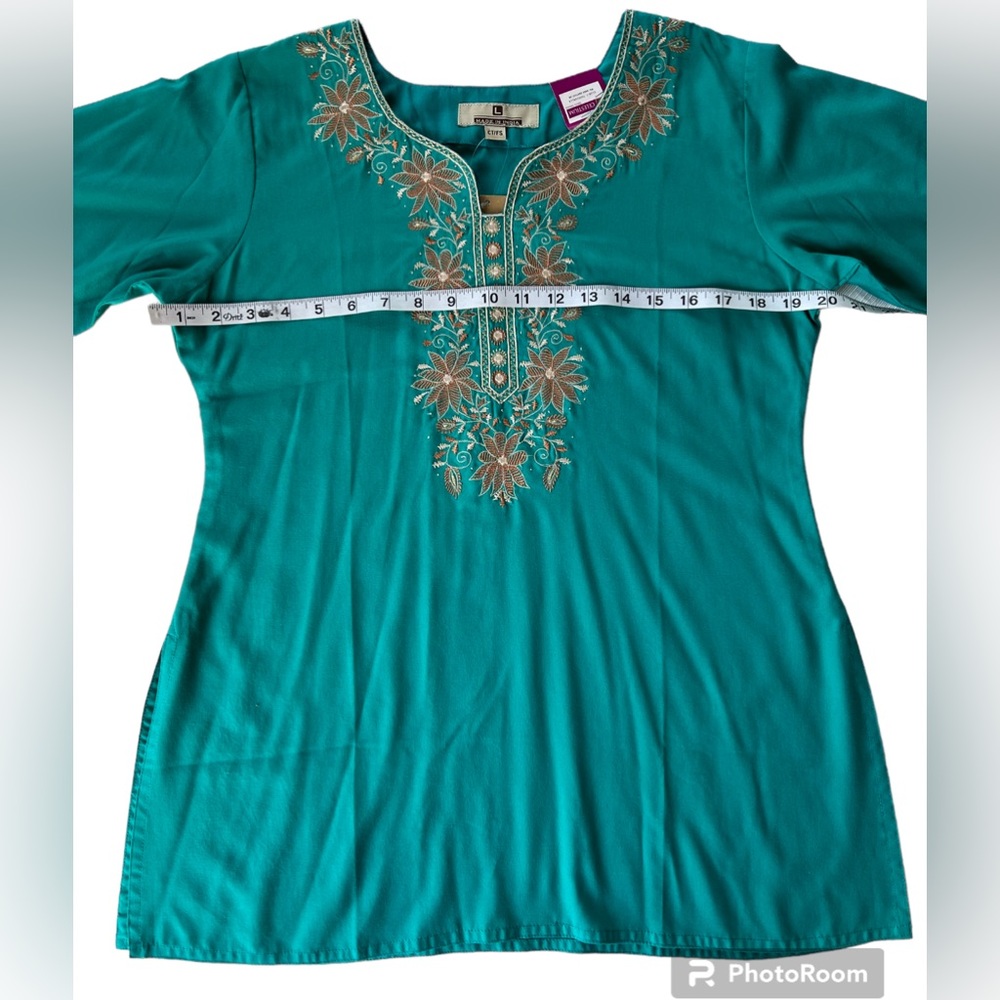 Parshwa Art NEW Indian Embroidered Embellished Tunic Long Sleeve Blouse Top - Picture 3 of 8